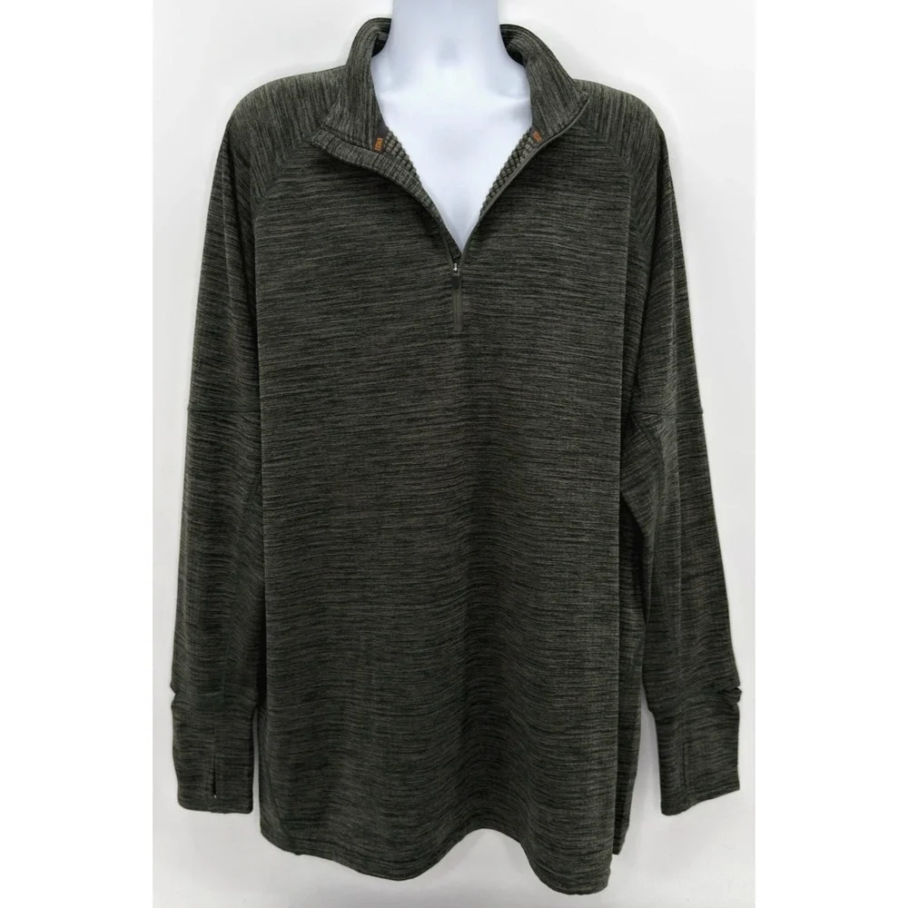 Ariat Rebar Gridwork Baselayer 1/4 Zip Long Sleeve T-Shirt Green Mens XXLT